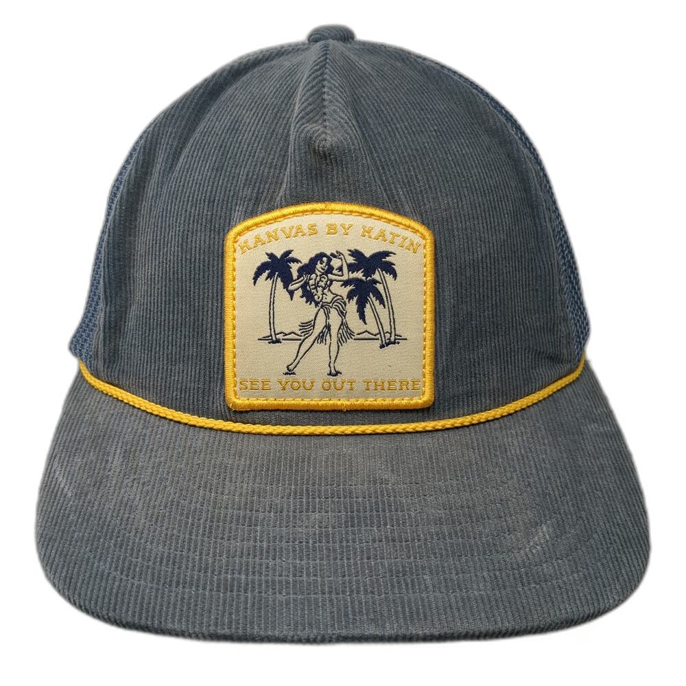 Katin Trucker Hat Blue One Size Corduroy Hula Girl Mesh Back Rope Snapback hat